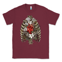 Burgundy Skeleton Rib Cage Heart Classic Tee - RanaPortraitStore
