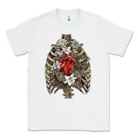 White Skeleton Rib Cage Heart Classic Tee - RanaPortraitStore