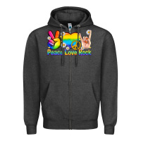 Charcoal Heather peace love rock pride Zipper Hoodie - texasbilliewilder