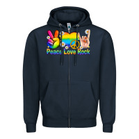 Navy peace love rock pride Zipper Hoodie - texasbilliewilder