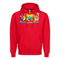 Red peace love rock pride Zipper Hoodie - texasbilliewilder