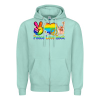 Seafoam peace love rock pride Zipper Hoodie - texasbilliewilder