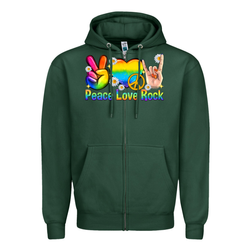 Peace Love Rock Pride Zipper Hoodie by texasbilliewilder | Teevron