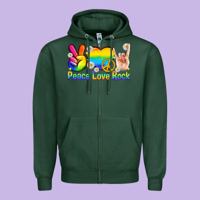 Zipper Hoodie peace love rock pride