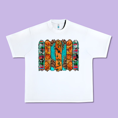 Basketball Serape Cowhide Turquoise Leopard Glitter  Brushstrokes Urban Heavy Tee Designed By Artiststas