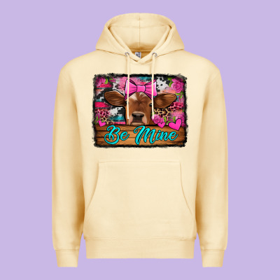 Be Mine Valentine's Day Cow Premium Hoodie Designed By Jasminsmagicworld