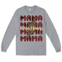 Heather Grey wrestling mama Long Sleeve Tee - MaliasSmallBusiness