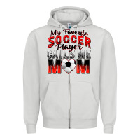 Dove Grey my favorite soccer player calls me mom Zipper Hoodie - Zillion Design Studio
