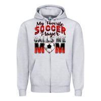 Heather Grey my favorite soccer player calls me mom Zipper Hoodie - Zillion Design Studio