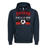 Navy my favorite soccer player calls me mom Zipper Hoodie - Zillion Design Studio