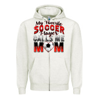 Oatmeal Heather my favorite soccer player calls me mom Zipper Hoodie - Zillion Design Studio