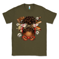 Army Green baseball afro messy bun Classic Tee - texasbilliewilder