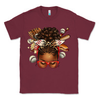 Burgundy baseball afro messy bun Classic Tee - texasbilliewilder