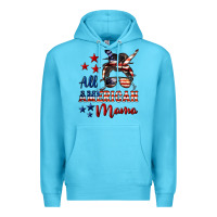 Ocean Blue All American Mama Premium Hoodie - LillyAllenDesigns