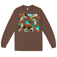 Chestnut astec cowhide highlands cow Long Sleeve Tee - BarkalooDesign