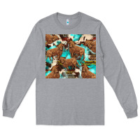 Heather Grey astec cowhide highlands cow Long Sleeve Tee - BarkalooDesign