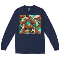 Navy astec cowhide highlands cow Long Sleeve Tee - BarkalooDesign