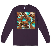 Plum astec cowhide highlands cow Long Sleeve Tee - BarkalooDesign