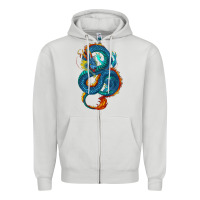Dove Grey Blue dragon Zipper Hoodie - RanaPortraitStore