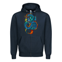 Navy Blue dragon Zipper Hoodie - RanaPortraitStore