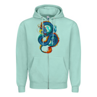 Seafoam Blue dragon Zipper Hoodie - RanaPortraitStore