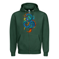 Sports Green Blue dragon Zipper Hoodie - RanaPortraitStore