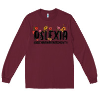 Burgundy dslexia awareness month Long Sleeve Tee - MaliasSmallBusiness