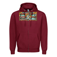 Burgundy Boho bull skull and serape Zipper Hoodie - RanaPortraitStore