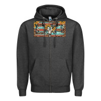 Charcoal Heather Boho bull skull and serape Zipper Hoodie - RanaPortraitStore