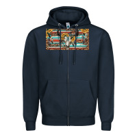Navy Boho bull skull and serape Zipper Hoodie - RanaPortraitStore