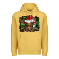 Antique Gold christmas leopard buffalo plaid baby highland cow Premium Hoodie - BarkalooDesign