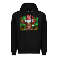 Black christmas leopard buffalo plaid baby highland cow Premium Hoodie - BarkalooDesign