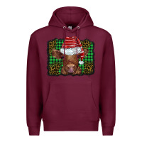 Burgundy christmas leopard buffalo plaid baby highland cow Premium Hoodie - BarkalooDesign
