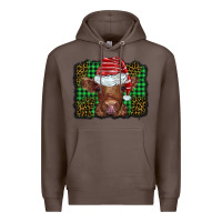 Coffee christmas leopard buffalo plaid baby highland cow Premium Hoodie - BarkalooDesign