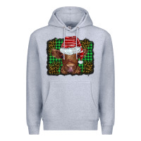 Heather Grey christmas leopard buffalo plaid baby highland cow Premium Hoodie - BarkalooDesign
