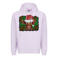 Lilac christmas leopard buffalo plaid baby highland cow Premium Hoodie - BarkalooDesign