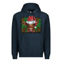 Navy christmas leopard buffalo plaid baby highland cow Premium Hoodie - BarkalooDesign