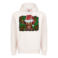 Pale Pink christmas leopard buffalo plaid baby highland cow Premium Hoodie - BarkalooDesign