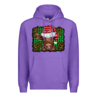 Purple christmas leopard buffalo plaid baby highland cow Premium Hoodie - BarkalooDesign