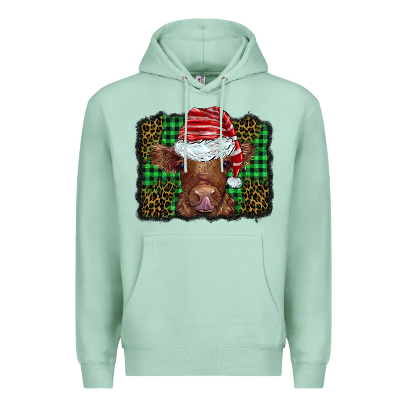 Christmas Leopard Buffalo Plaid Baby Highland Cow Premium Hoodie by BarkalooDesign | Teevron