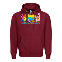 Burgundy peace love rock pride Zipper Hoodie - texasbilliewilder