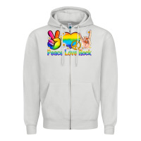 Dove Grey peace love rock pride Zipper Hoodie - texasbilliewilder