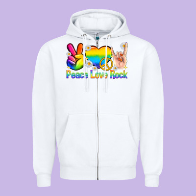 Zipper Hoodie peace love rock pride