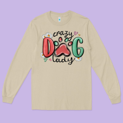 Long Sleeve Tee crazy dog lady