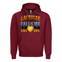Burgundy my favorite lacrosse player calls me mom Zipper Hoodie - Zillion Design Studio
