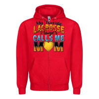 Red my favorite lacrosse player calls me mom Zipper Hoodie - Zillion Design Studio