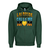 Sports Green my favorite lacrosse player calls me mom Zipper Hoodie - Zillion Design Studio