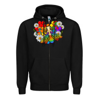 Black pride bee with daisy lgbtq Zipper Hoodie - texasbilliewilder