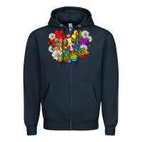 Navy pride bee with daisy lgbtq Zipper Hoodie - texasbilliewilder