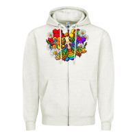 Oatmeal Heather pride bee with daisy lgbtq Zipper Hoodie - texasbilliewilder